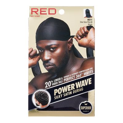 Kiss Red Durag Power Wave Silky Satin Black