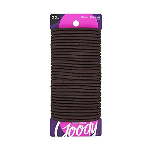 GOODY Ouchless Women&#39;s Hair Braided Elastics 4mm for Medium Hair, Brown, 32 Count (Pack of 1)