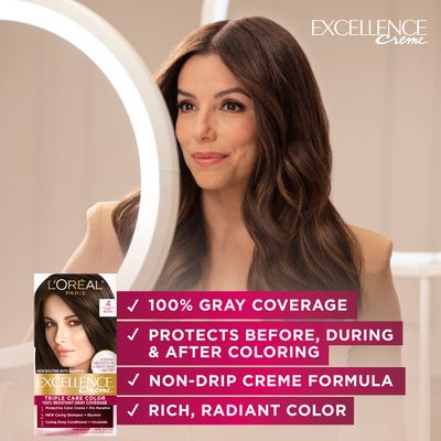 L'Oreal Paris Excellence Creme Permanent Triple Care Hair Color, 6R Light Auburn, Gray Coverage For Up to 8 Weeks, All Hair Types, Pack of 1