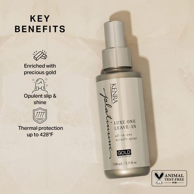 Kenra Platinum Luxe One Leave-In | All-In One Miracle Spray | Enriched with Precious Gold | Opulent Slip &amp; Shine | Thermal/Heat Protection | Medium To Coarse Hair | 5 fl. Oz