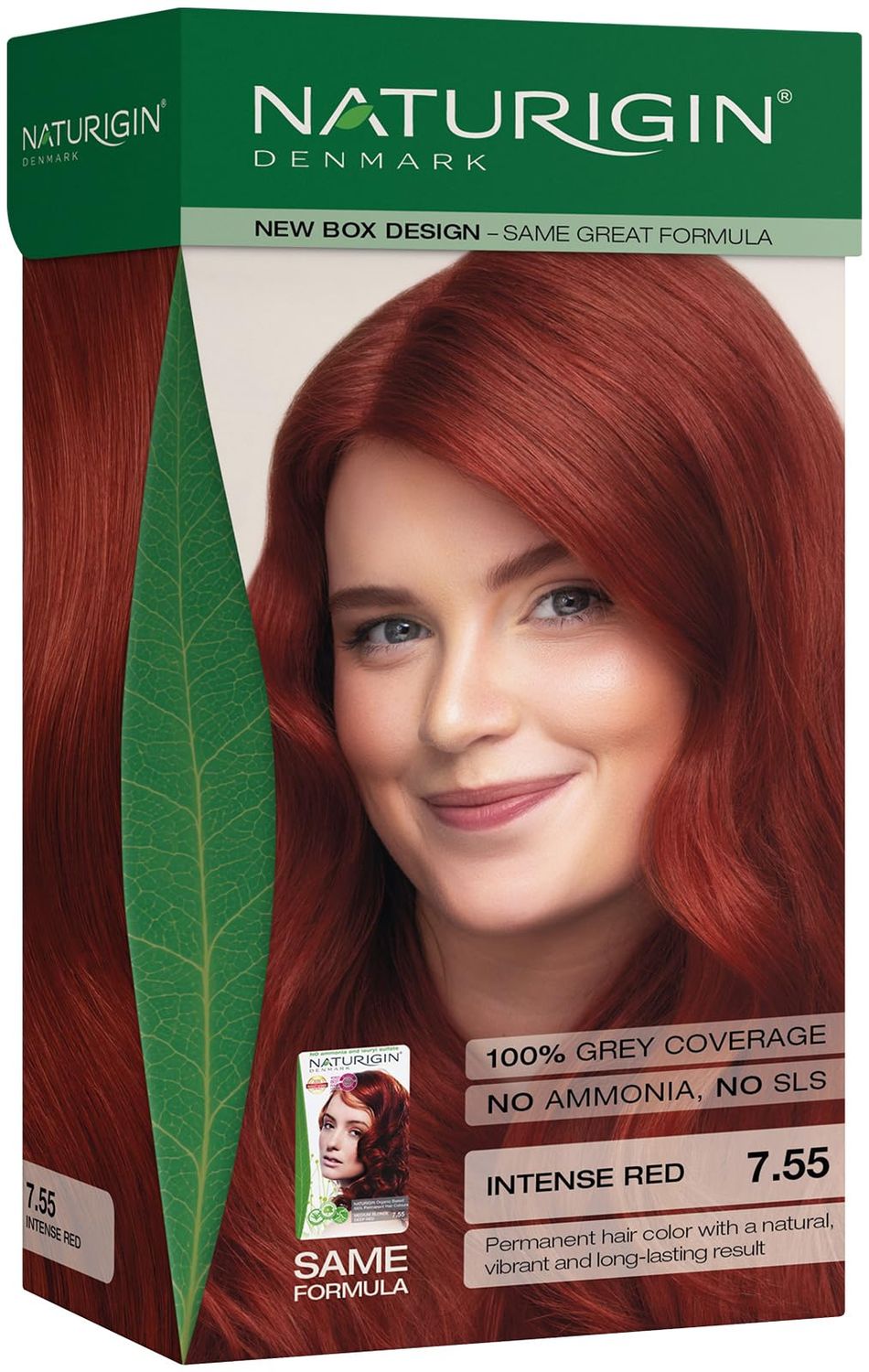 Naturigin Permanent Hair Color, 7.55 Red Hair Dye, Ammonia and Paraben Free, up to 100% Gray Hair Coverage, Long Lasting, Vegan, Cruelty Free