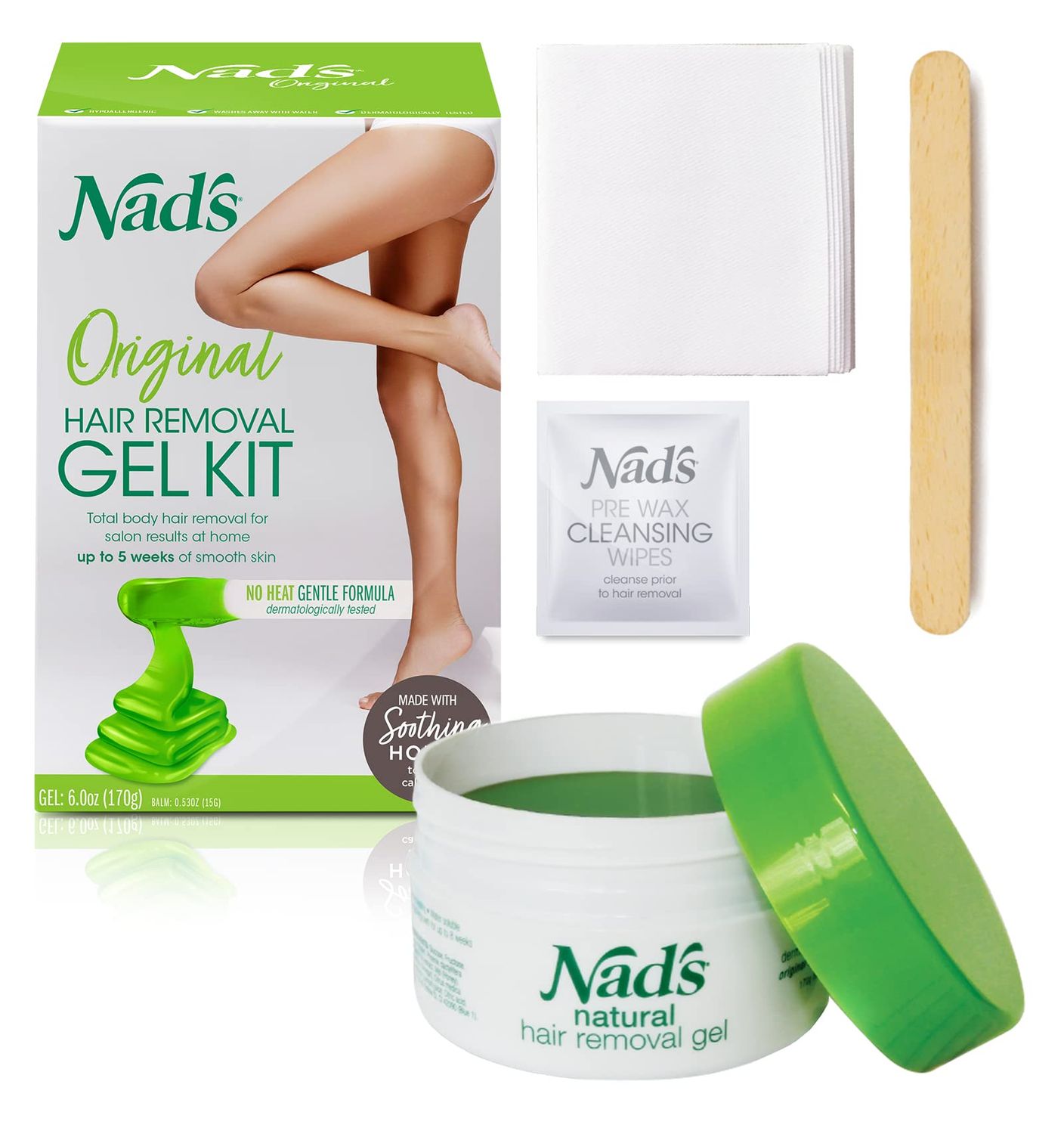 Nad&#39;s Wax Kit Gel, Wax Hair Removal For Women, Body+Face Wax, 6 Ounce