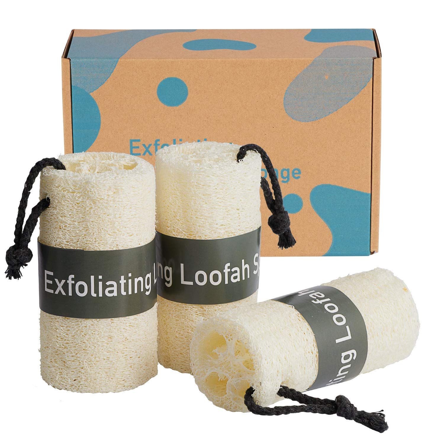 Hankk Premium Bath Loofahs Natural Sponge, Exfoliating Skin Loofah Back Body Scrubbers, Egyptian Shower Exfoliator Loofah Sponge, Home Dish Washer.