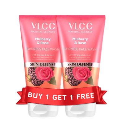 VLCC Mulberry and Rose Face Wash | Gently Cleanses Dust, Oil &amp; Pollutants | Helps Reduce Dark Spots | Enhances Skin Complexion | 5.07 Fl Oz/150 ml Each (Pack of 2)