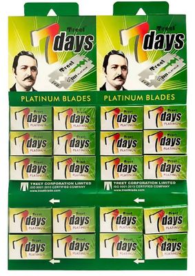 Treet 7 Days Platinum Double Edge Safety Razor Blades, 100 blades (20x5)