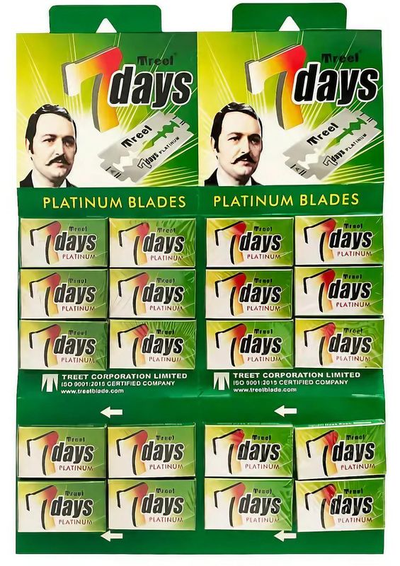 Treet 7 Days Platinum Double Edge Safety Razor Blades, 100 blades (20x5)