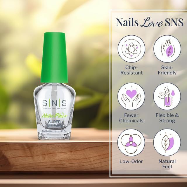 SNS Base Coat Nail Polish for Nail Dip Powder, Gel Base - Long-Lasting &amp; Fast-Drying Nail Strengtheners Gel Base - Low-Odor &amp; No UV Lamp Required - 0.5 Oz