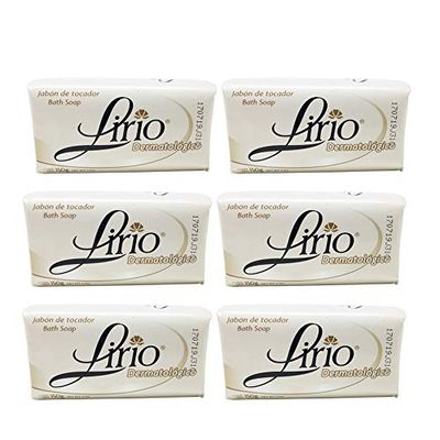 Lirio Dermatologico Bar Soap. Glycerin Enriched Antibacterial Soap. For Daily Use. Suitable for all Skin Types. 5.3 Oz. Pack of 6