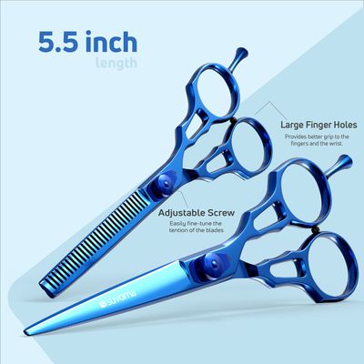 Suvorna Hair Cutting Scissors Professional with Thinning Shears for Hair Cutting | 2 Pcs Hair Cutting Shears | J2 Japanese Stainless Steel Professional Hair Scissors | 5.5" Hair Shears Professional.