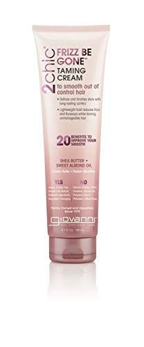 Giovanni Frizz Be Gone Taming Cream - Natural Hair Smoothing Formula with Shea Butter &amp; Sweet Almond Oil, Macadamia, Color Safe, Vegan, 2chic - 5.1 oz. (Pack of 1)
