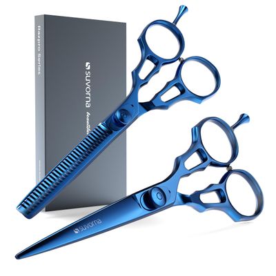 Suvorna Hair Cutting Scissors Professional with Thinning Shears for Hair Cutting | 2 Pcs Hair Cutting Shears | J2 Japanese Stainless Steel Professional Hair Scissors | 5.5&quot; Hair Shears Professional.