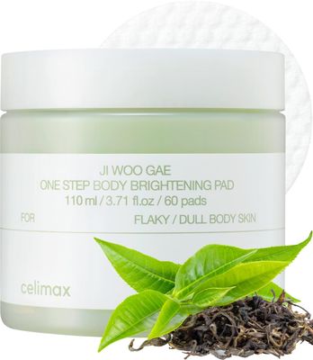 celimax Ji.Woo.Gae ONE STEP Body Brightening Pad | Exfoliating Pad for Body, For Armpit Under Arm, Knee &amp; Elbow, with Green Tea &amp; White Truffle,110ml (60 pads)