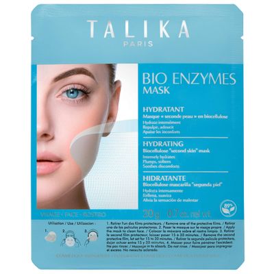 Talika Bio Enzymes Hydrating Mask - Moisturizing &amp; Soothing Face Mask - Biocellulose Instant Glow Mask - Second Skin Effect Beauty Sheet Mask - 20g