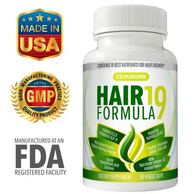 EzyAbsorb Hair Vitamins - Scientifically Formulated To Nourish Hair Follicles & Scalp For Thinning Hair, Faster New Hair Growth. Contains Hair Growth Herbals For Longer, Stronger, Thicker Hair