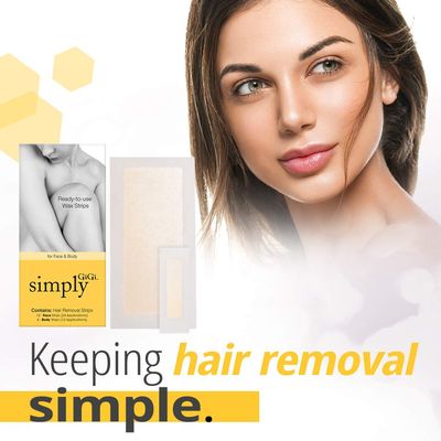 Simply GiGi Ready-to-Use Hair Removal Kit - 12 Face Strips and 6 Body Strips