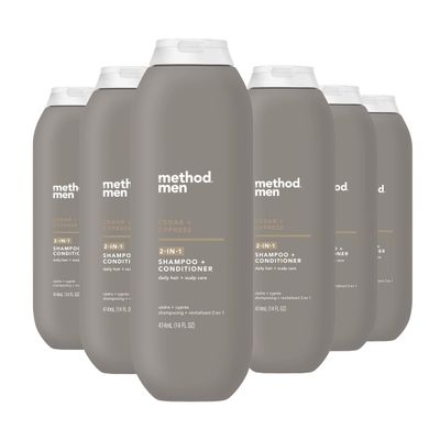 Method Men 2-in-1 Shampoo + Conditioner; Cedar + Cypress; Pack Of 6; Cedar &amp; Cypress; 6 Count