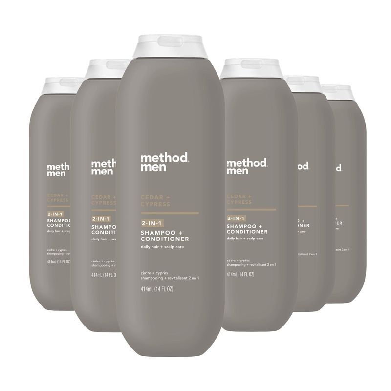 Method Men 2-in-1 Shampoo + Conditioner; Cedar + Cypress; Pack Of 6; Cedar &amp; Cypress; 6 Count