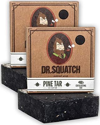 Dr. Squatch Pine Tar Soap 2-Pack Bundle - Mens Bar with Natural Woodsy Scent and Skin Exfoliating Scrub - Handmade with Pine, Coconut, Olive Organic Oils in USA (2 Bar Set)