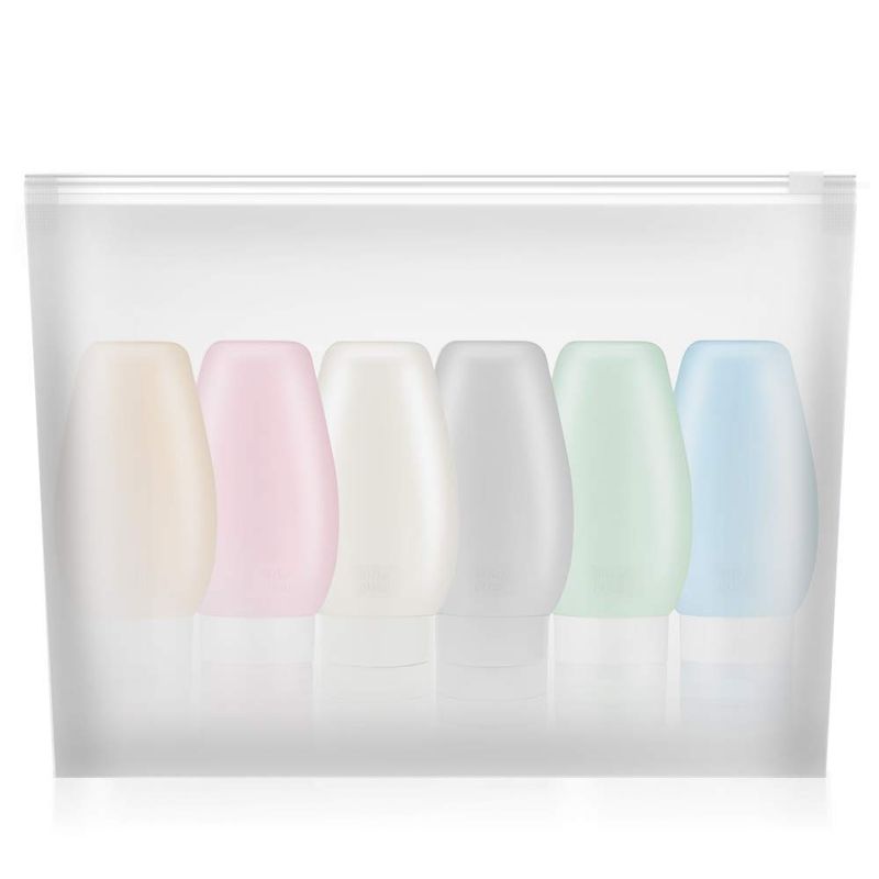 TAPBULL Travel Bottles TSA Approved, Uerstar 3oz Leak Proof BPA Free Silicone Cosmetic Travel Size Toiletry Containers for Shampoo Lotion Soap (6 Pack)