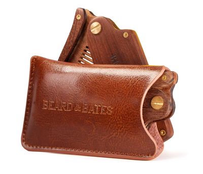 Beard &amp; Bates Genuine Leather Pouch - For The Sandalwood Switchblade | Protective Accessory Case for Wooden Comb (POUCH ONLY!!)