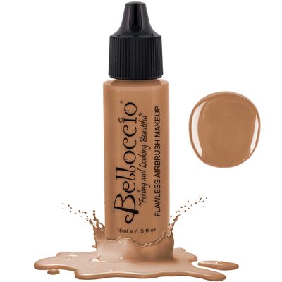 Belloccio&#39;s Professional Cosmetic Airbrush Makeup Foundation 1/2oz Bottle: Golden Tan- Medium Yellow Undertones