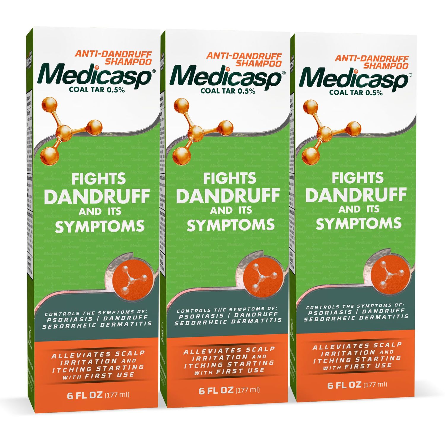 Medicasp Coal Tar Gel Dandruff Shampoo to Treat Seborrheic Dermatitis Psoriasis 3 Pack 6 oz