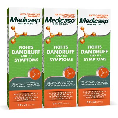 Medicasp Coal Tar Gel Dandruff Shampoo to Treat Seborrheic Dermatitis Psoriasis 3 Pack 6 oz