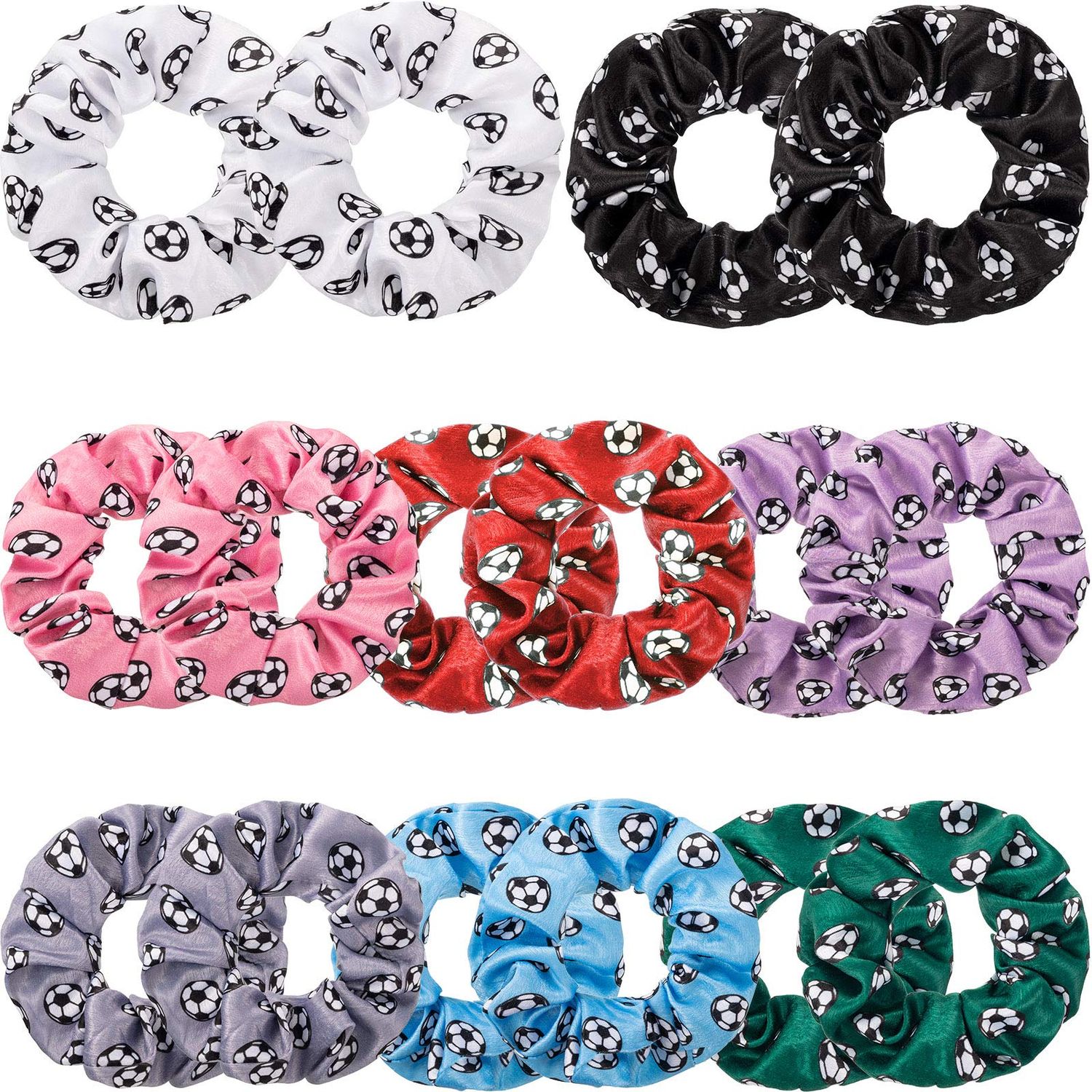 Syhood 16 Pieces Soccer Hair Scrunchies Soccer Hair Ties Elastic Soccer Hair Bands Ponytail Holders Sport Hair Accessories Valentine&#39;s Day Gift for Girls Women Players Coaches Teams