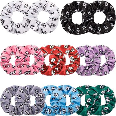 Syhood 16 Pieces Soccer Hair Scrunchies Soccer Hair Ties Elastic Soccer Hair Bands Ponytail Holders Sport Hair Accessories Valentine&#39;s Day Gift for Girls Women Players Coaches Teams