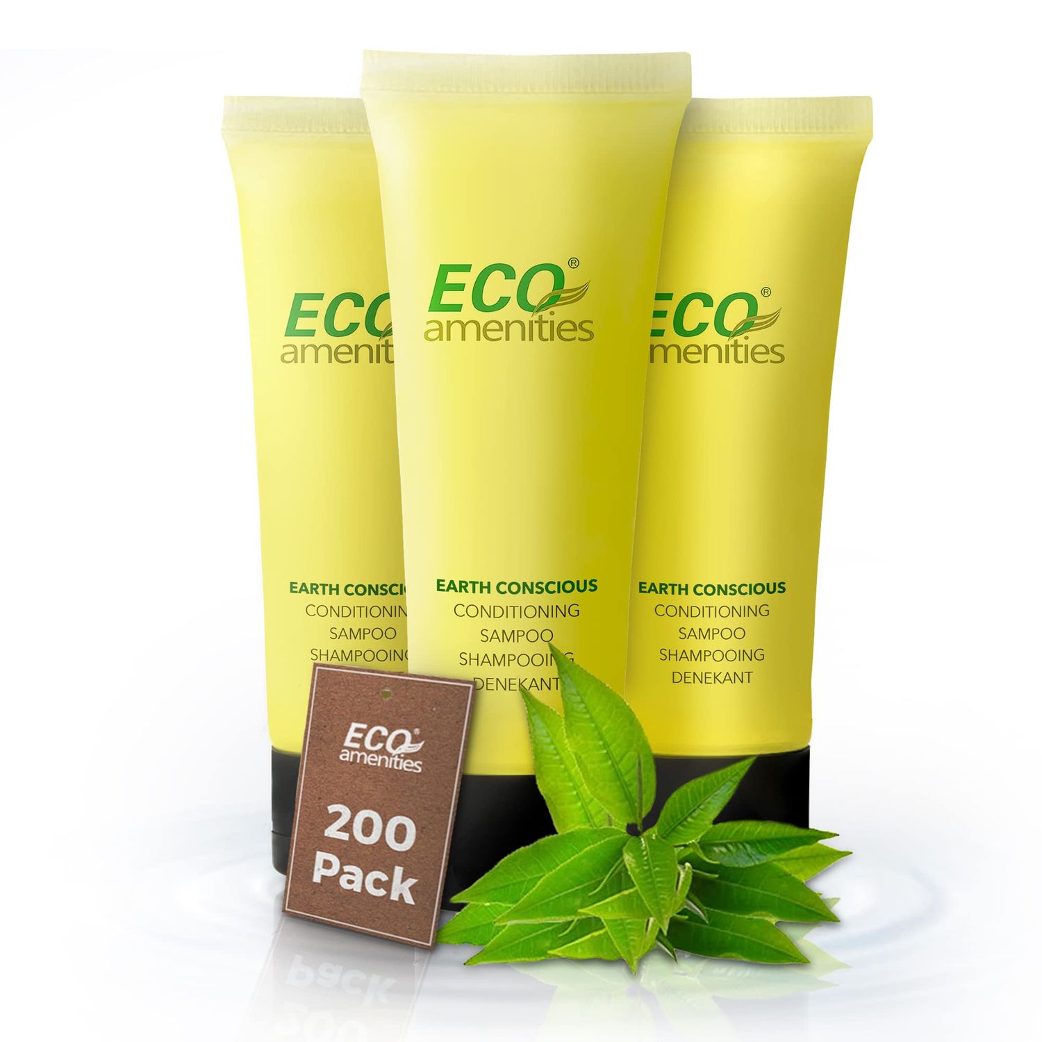 ECO Amenities, 200 PACK: Mini Size 1 Ounce Travel Shampoo &amp; Conditioner Sets, Green Tea Scent - 2 in 1 Shampoo &amp; Conditioner, Natural, Cruelty-Free, Sustainably Packed, TSA Approved