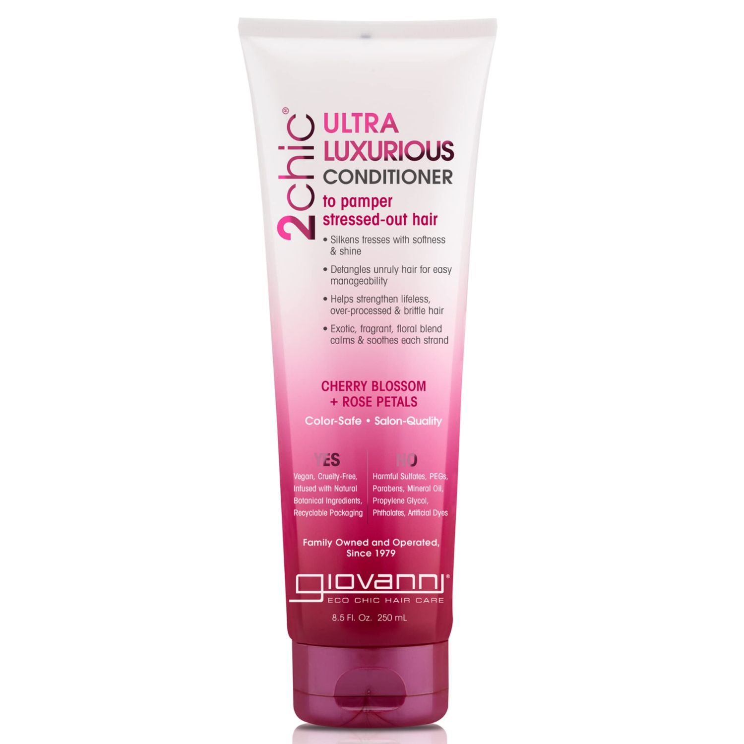 GIOVANNI 2chic Ultra-Luxurious Conditioner - Calms &amp; Smooths Curly &amp; Wavy Hair, Silkens Tresses, Strengthens Over Processed Hair, Helps Detangle, Color Safe, Cherry Blossom &amp; Rose Petals - 8.5 oz