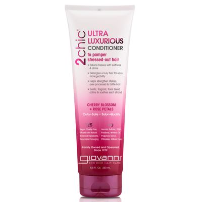 GIOVANNI 2chic Ultra-Luxurious Conditioner - Calms &amp; Smooths Curly &amp; Wavy Hair, Silkens Tresses, Strengthens Over Processed Hair, Helps Detangle, Color Safe, Cherry Blossom &amp; Rose Petals - 8.5 oz