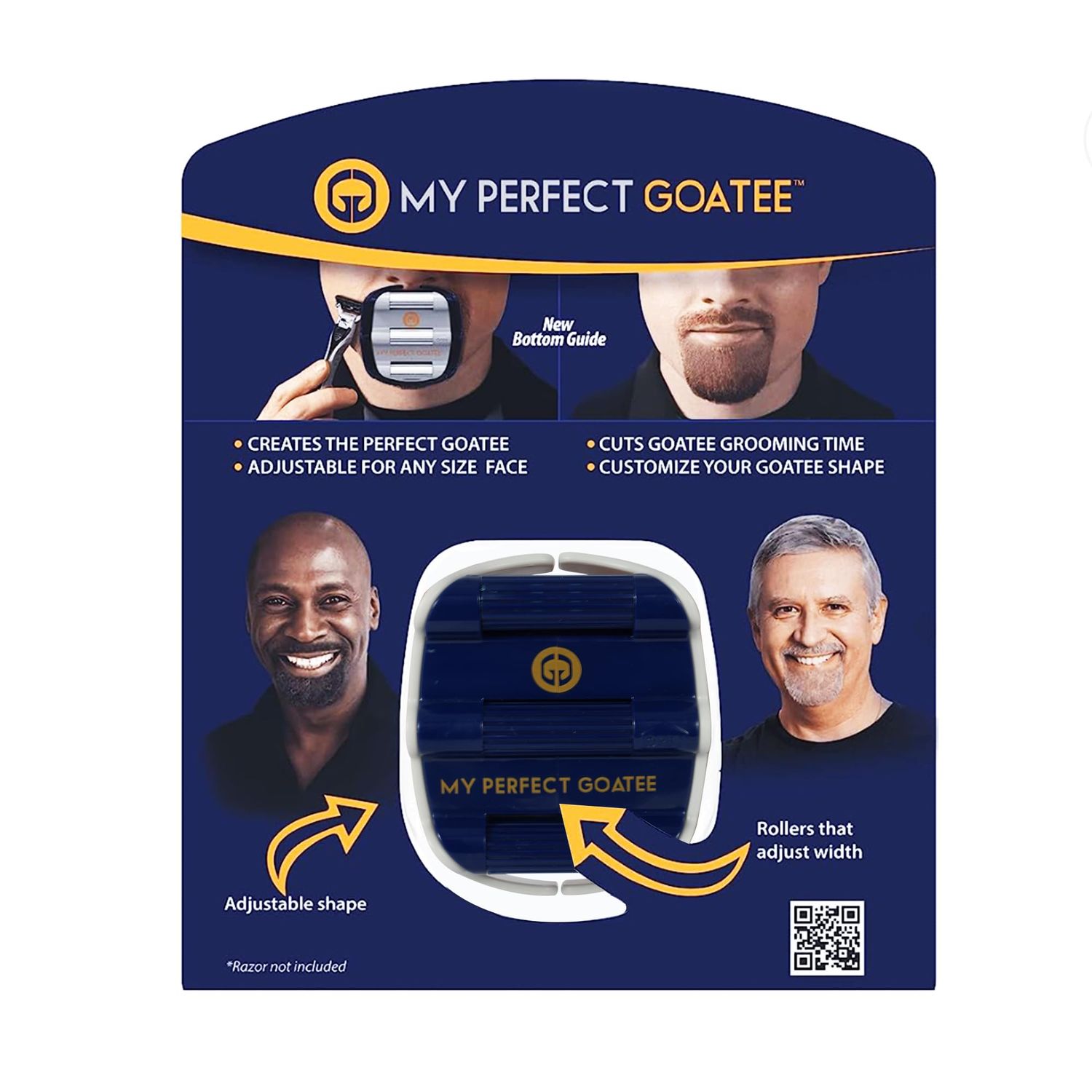 My Perfect Goatee Shaving Template - Create a Perfectly Shaped Goatee Every Time - Adjustable Reduces Shaving Time - Shape Goatee and Circle Bead (Version 1.1)