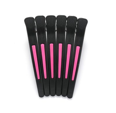 6Pcs/set Pinup Plastic Duck Bill Hair Clips for Sectioning Hair - Professional Non Slip Silicone band Clips Salon DIY Accessories Hairpins Hairgrip for Women(Blcak-Style1)
