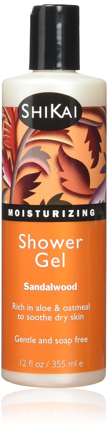 ShiKai Daily Moisturizing Shower Gel (Sandalwood, 12oz) | With Hydrating Aloe Vera &amp; Oatmeal | Scented Body Wash for Dry Skin Relief