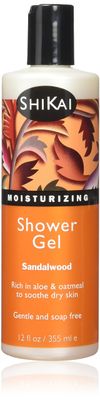 ShiKai Daily Moisturizing Shower Gel (Sandalwood, 12oz) | With Hydrating Aloe Vera &amp; Oatmeal | Scented Body Wash for Dry Skin Relief