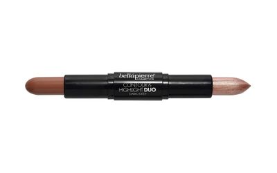 bellapierre Contour and Highlight Duo | Portable Contour and Highlight Stick for a Shimmering Sculpted Look | Lightweight Non-Toxic and Paraben Free Formula | 0.3 Oz - (Dark/Deep)
