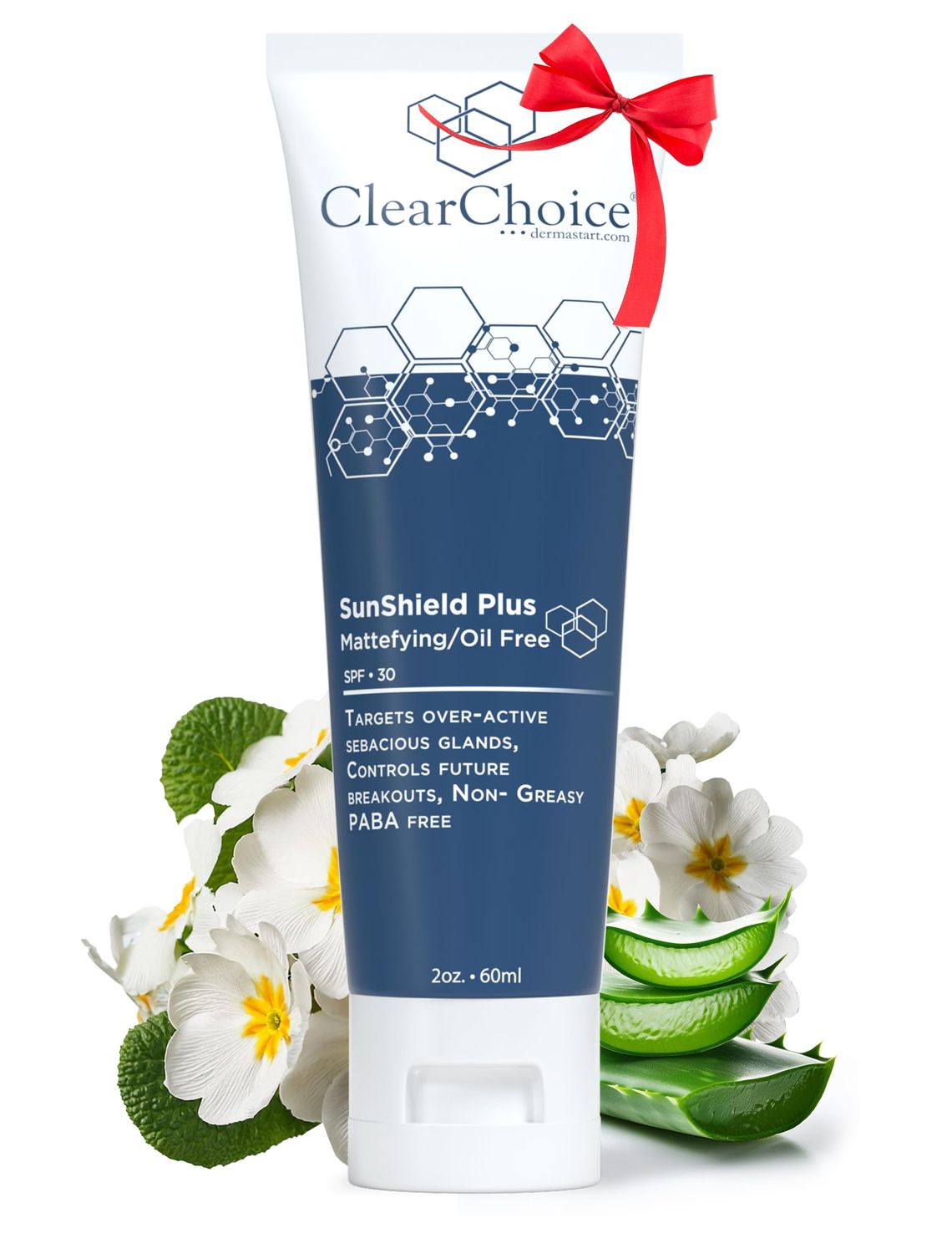 Clear Choice Sun Shield Plus 1.7oz - Non-Greasy Daily Sunscreen for Oily &amp; Acne-Prone Skin, SPF 30, Controls Breakouts &amp; Sebum, PABA-Free with Zinc Oxide, Easy 1-Step Application for Teens &amp; Adults