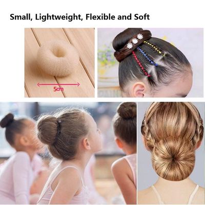 Mini Chignon Donut Hair Shaper, 6 PCS Bun Makers for Short and Thin Hair, 2 Inch Beige Bun Forms for Kids &amp; Girls
