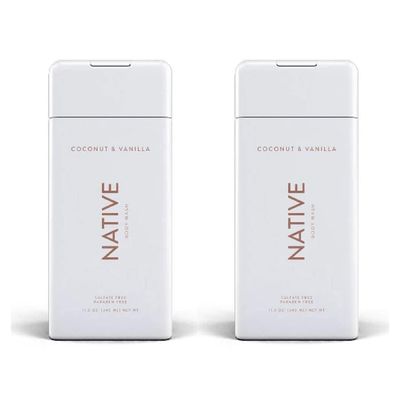 NATIVE Body Wash - Coconut &amp; Vanilla 11.5 oz (340ml) - 2-PACK for Hydrating