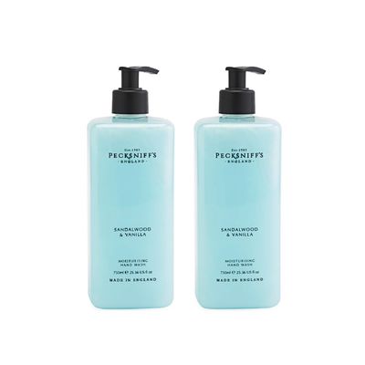 Pecksniff&#39;s Sandalwood and Vanilla Hand Wash Jumbo Size 25.3 Fluid Ounces, 2 Bottles Total (Sandalwood Vanilla) (Sandalwood Vanilla)