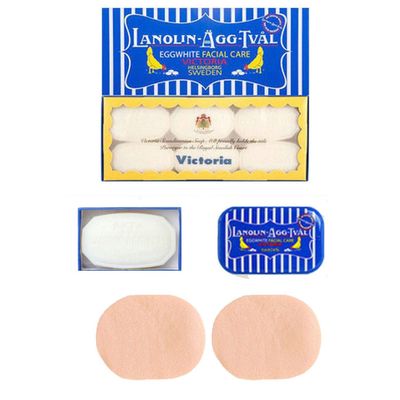 Victoria Soaps of Sweden Swedish Facial Soap Lanolin-Agg-Tval 50g x 7 with Case (Dry Skin/All Skin Type)