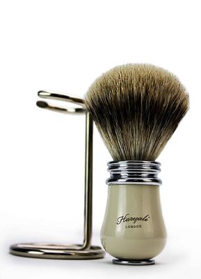Men Pure Badger Hair Shaving Brush in Ivory Handle with Brush Stand for Wet shavers