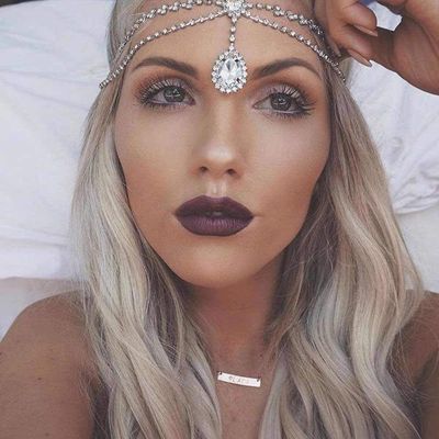 Gangel Gold Silver Rhinestone Head Chain Oval Crystal Hair Piece Bridal Wedding Hair Jewelry Accessories Gorgeous Gothic Hair Chain Charmming Prom Accessory for Women and Girls (Silver)