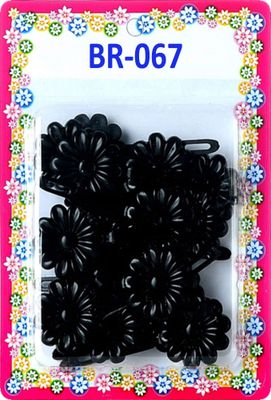 Tara Girls Self Hinge Plastic Bow Hair Barrettes Selection (BLACK DAISY)