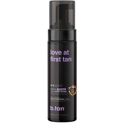 b.tan Violet Base Self Tanner Mousse | Love At First Tan - Best, 1 Hour Express Sunless Tanning Foam, Cancels Orange Tones, Dark Bronzing Glow, No Fake Tan Smell, Face &amp; Body, 6.7 Fl Oz