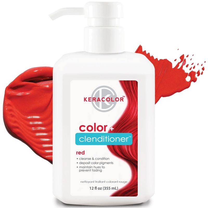 Keracolor Clenditioner Color Depositing Conditioner - Hair Glaze Colorwash, Red, 12 Fl Oz