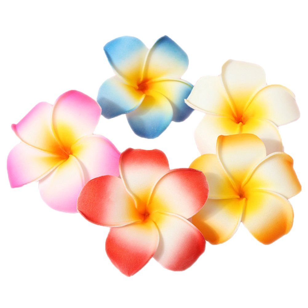 GSHLLO 10 Pcs 7cm Multicolor Hawaiian Hair Clip Beach Foam Flower Headpieces for Wedding Party Accessories