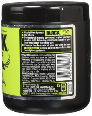 Rolda Black Styling Hair Gel - Medium To Strong Hold With Medium Shine For a Wet Slicked Back Look With All Day Hold - Activated Black Charcoal Covers Grey Hair Instantly 17.6oz
