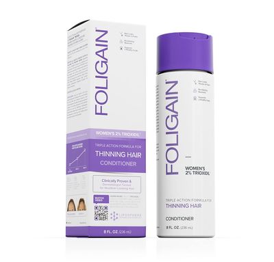 Foligain Triple Action Conditioner For Thinning Hair, Volumizing Conditioner for Women, 8 Fl. Oz.